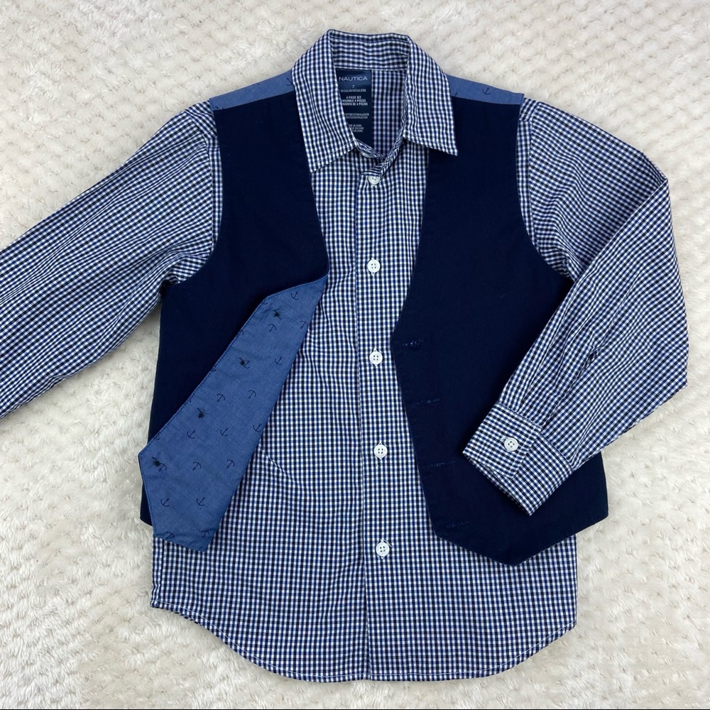 NWOT Nautica Button Down Shirt and Vest Boys 7